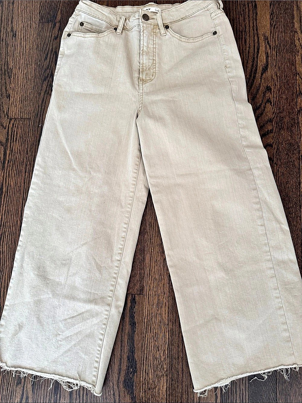 OAT New York High Rise Wide Leg Crop Jeans in Cream Waist 28